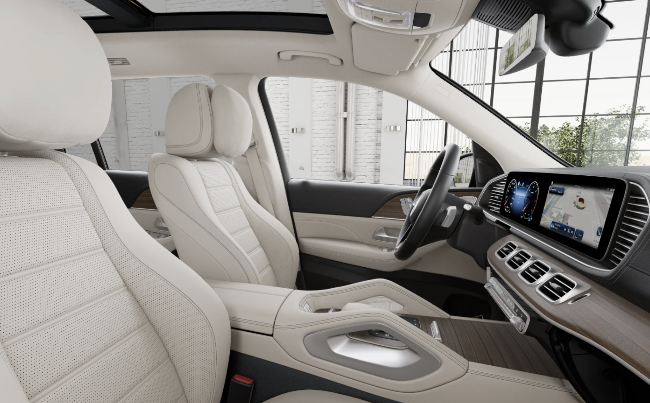 Mercedes-Benz GLS 450d 4MATIC AMG ve výbavě Premium Plus – české předváděcí SUV s černou metalízou Obsidian, 21” disky, panoramatickou střechou a béžovým interiérem Macchiato.
